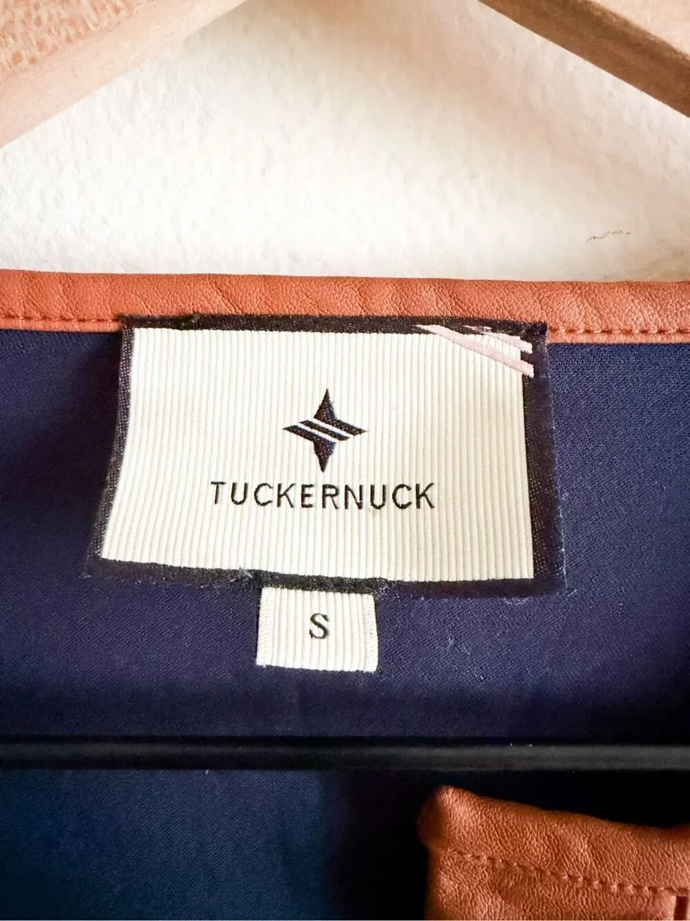 Tuckernuck Lucy Navy Leather Tiered Long Sleeve Mini Dress Size S